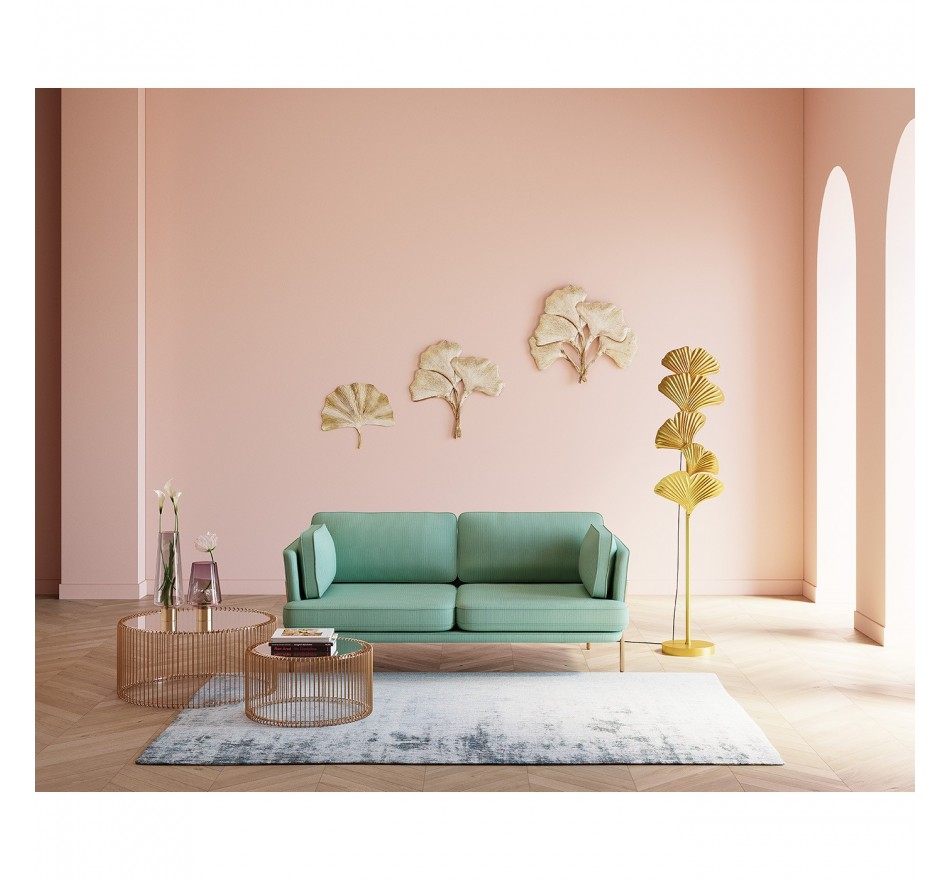Ensemble 3 Toiles Feuilles De Ginkgo Doré & Bleu Foncé - Art Minimaliste Moderne 40x60 Cm Sans Cadre, Décoration Murale Élégante