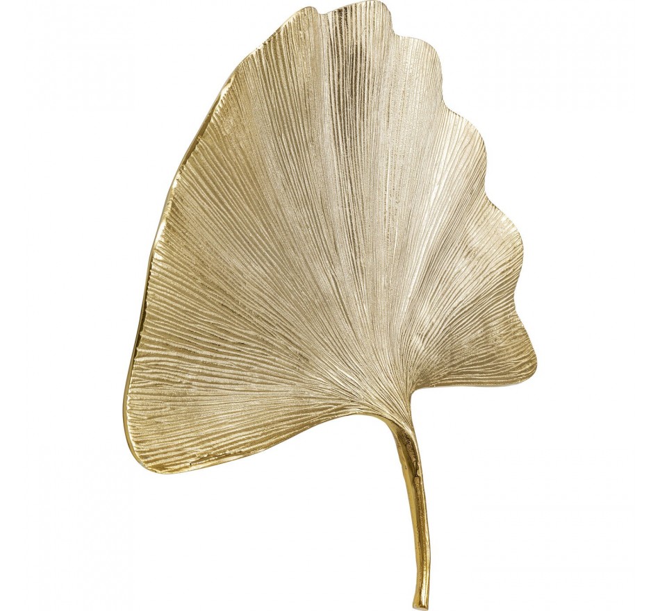 Tableau Toile Feuille De Ginkgo - Déco Murale Moderne Doré Et Bleu - 40x60 Cm X3 Sans Cadre
